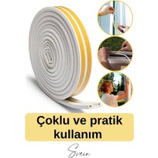 Svein Premium Kapı Pencere Soğuk Toz Sızdırmaz Izolasyon Fitili Kendinden Yapışkanlı Isı Yalıtım 2x5=10 mt