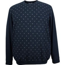 Maruf Shop Erkek Büyük Beden 115 KILO-150 Kilo Arası Için Uygun Geniş Kalıp Baskılı Selanik Sweat Lacivert