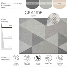 Cool Halı Grande 03 Gri Mutfak Halısı Yıkanabilir Mutfak Kilimi Kaymaz Tabanlı Geometrik Desenli Mutfak Yolluk