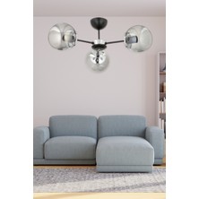 ESSLİGHT GÜNEŞ 3 LÜ KROM PLAFONYER AVİZE (FÜME CAMLI) SALON MUTFAK YATAK ODASI GENÇ ODASI OFİS