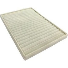 MeGass Dekor Yerli Üretim Madrid Model Süet Kumaş Krem Renk 34/24 Cm Kademeli Çekmece Ici Bileklik-kolye Standı