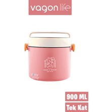 Vagonlife Tek Kat Yuvarlak Bento Lunch Box Ofis-Okul Için Yeni Nesil Sefer Tası -FFLBOX5431KAT