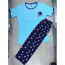Den Tasarım Hediyelik Yıldız Love Desen Penye Kapri Pijama Takımı- M Beden