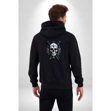 Angemiel Kuru Kafa Yapay Zeka Tasarım Kadın Erkek Siyah Renk Kapüşonlu Kanguru Cepli  Fermuarlı Pamuklu Oversize Dijital Baskılı Hırka Sweatshirt