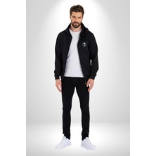 Angemiel Kuru Kafa Yapay Zeka Tasarım Kadın Erkek Siyah Renk Kapüşonlu Kanguru Cepli  Fermuarlı Pamuklu Oversize Dijital Baskılı Hırka Sweatshirt