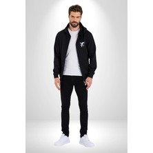 Angemiel Bull Terier Köpek Havlama  Kadın Erkek Siyah Renk Kapüşonlu Kanguru Cepli  Fermuarlı Pamuklu Oversize Dijital Baskılı Hırka Sweatshirt