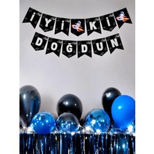 Parti Adresi Uzay Galaksi Temalı İyi Ki Doğdun Banner – Erkek Çocuk Doğum Günü Dekoru