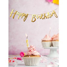 Happy Birthday Kaligrafi Banner Altın
