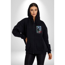 Angemiel Valorant  Kayo Ajan Oyun Karakter Özellikleri Kadın Erkek Siyah Kapüşonlu Fermuarlı Baskılı Hırka Sweatshirt