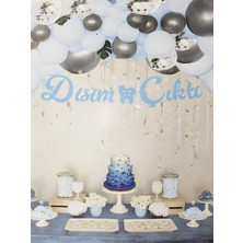 Diş Buğdayı Dişim Çıktı Yazılı Kaligrafi Banner Mavi