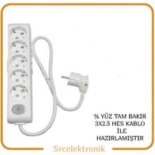 Viko Multi-Let 5 Li 12 ile 40 Metre Ebatları Anahtarlı Topraklı Çocuk Korumalı Uzatma ( 3x2.5 Hes Kablo Tam Bakır) Ttr Kablo Tseli HO5VV-F