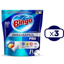 Bingo Akıllı Kapsül Pro Bulaşık Makinesi Deterjanı Tableti 50'li x 3 Adet 150 Kapsül
