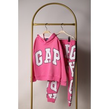 Eflin Butik Koyu Pembe Gap Karışık Harf Baskılı Eşofman Takımı