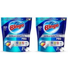 Bingo Akıllı Kapsül Pro Bulaşık Makinesi Deterjanı Tableti 50'li x 2 Adet 100 Kapsül