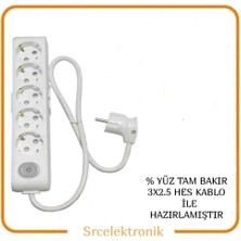 Viko Multi-Let 5 Li 1 ile 10 Metre Ebatları Anahtarlı Topraklı Çocuk Korumalı Uzatma ( 3x2.5 Hes Kablo Tam Bakır) Ttr Kablo Tseli HO5VV