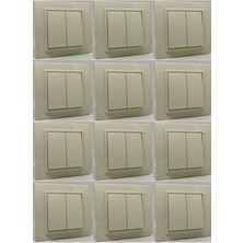 Zena Komütatör Ikili Anahtar Çerçeveli Krem 12 Adet