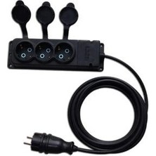 Orel 30 Metre Siyah Kauçuk Üçlü (3lü) Priz Topraklı 3x1.5 Tam Kesit Kablo