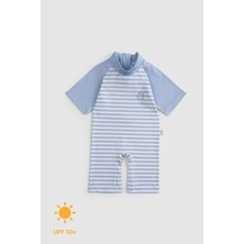 Şort Tulum Uv Korumalı Bebek Mayo Mavi Line