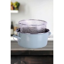 PR Home  Emaye Cam Kapaklı Kızartma Tenceresi 24 cm Soft Yeşil