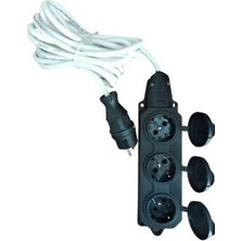 Kapaklı Kauçuk Üçlü Priz-10 Metre