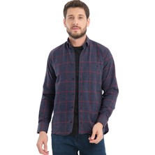 Varetta Erkek Lacivert Kareli Kışlık Gömlek Orijinal Yünlü Cepli Geniş Kesim