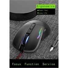 Profesyonel Rgb LED Işıklı Oyuncu Mouse 800-3200 Ayarlanabilir Dpi Gaming Mouse