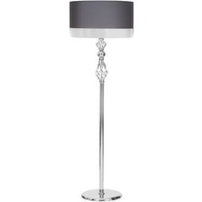 Helezon Krom Kaplama Metal Tek Ayaklı Lambader - Antrasit Gri