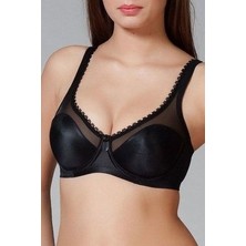 Yeni İnci İnci Kadın Balenli Minimizer Sütyen 1640 Siyah Dokuma Kumaş Özellikleri ile Gün Boyu Destek