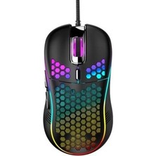 Rgb LED Işıklı Oyuncu Mouse Gaming 800-2400 Dpi 0 Oyun Mouse Mat Siyah