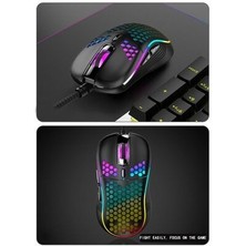 Rgb LED Işıklı Oyuncu Mouse Gaming 800-2400 Dpi 0 Oyun Mouse Mat Siyah