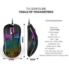 Rgb LED Işıklı Oyuncu Mouse Gaming 800-2400 Dpi 0 Oyun Mouse Mat Siyah