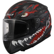LS2 Kask Rapıd 2 Kaıju Mat Siyah-Kırmızı-Beyaz Yüksek Darbe Dirençli Vizör ile 1300 gr