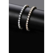 Koba Zirkon Taşlı Tekli Su Yolu Bileklik 2 Adet Gold Gümüş Renk