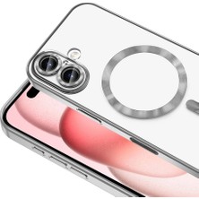 MobaxAksesuar Apple iPhone 16 Plus Kılıf Magsafe Kamera Lensli Korumalı Şeffaf Silikon Kapak