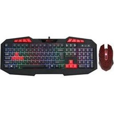 LED Işıklı Oyuncu Klavye Mouse Seti Multimedia Gaming Combo Nefes Modlu