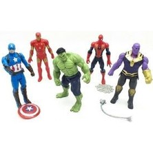 Avangers 5'li Figür Oyuncak Thanos Örümcek Adam Ironman Hulk Kaptan Amerika 12 cm