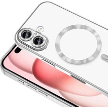 MobaxAksesuar Apple iPhone 16 Plus Kılıf Magsafe Kamera Lensli Korumalı Şeffaf Silikon Kapak