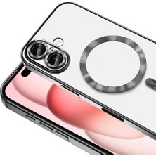 MobaxAksesuar Apple iPhone 16 Plus Kılıf Magsafe Kamera Lensli Korumalı Şeffaf Silikon Kapak