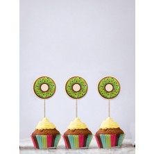 Donut Temalı Kürdan Cupcake Kürdanı Pasta Süsü 24'lü