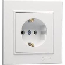 Karea Beyaz Topraklı Priz Tekli Çerceve