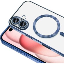 MobaxAksesuar Apple iPhone 16 Plus Kılıf Magsafe Kamera Lensli Korumalı Şeffaf Silikon Kapak