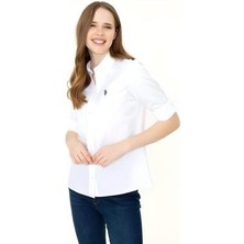 U.S. Polo Assn. Beyaz Kadın Uzunkol Basic Gömlek