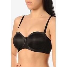 Yeni İnci Kadın Siyah Straplez Balenli Toparlayıcı Sütyen 1680