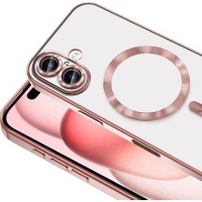 MobaxAksesuar Apple iPhone 16 Plus Kılıf Magsafe Kamera Lensli Korumalı Şeffaf Silikon Kapak