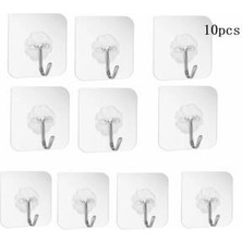 10 Adet 6X6CM Kendinden Yapışkanlı Şeffaf Güçlü Askı Kapı Duvar Askıları Ağır Yük Taşıma Askısı