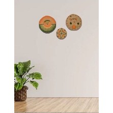 Natural Mystic Serisi 3'lü Tires Dikişli Hasır Duvar Tabak Seti