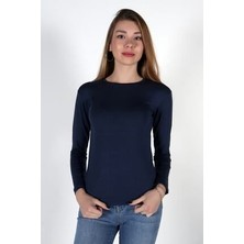 Urban Bold Kadın Lacivert Bisiklet Yaka Uzun Kollu Body