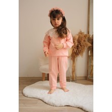 Eflin Butik Pembe Dantel Yaka Işlemeli Eşofman Takımı