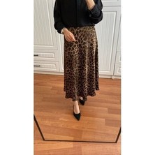 Leoparlı Ipek Saten Etek