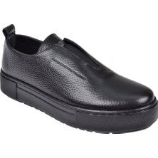 Beety Hakiki Deri Lastikli Kadın Ayakkabı Bee-2233   Siyah